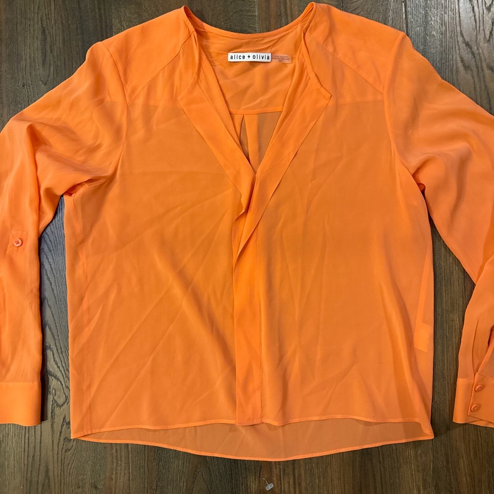 Alice + Olivia Vibrant Orange Blouse